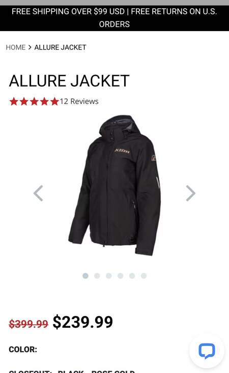 Klim Women's Allure Gore-Tex Snowmobile Jacket - Black Rose Gold - Picture 2 of 8